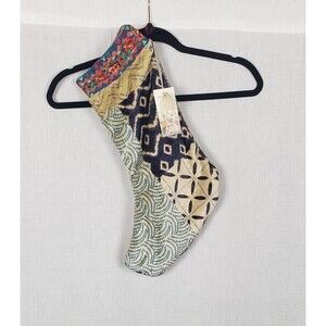 Johnny Was Christmas Stocking Boho Patchwork Floral Reversible Holiday‎ Colorful